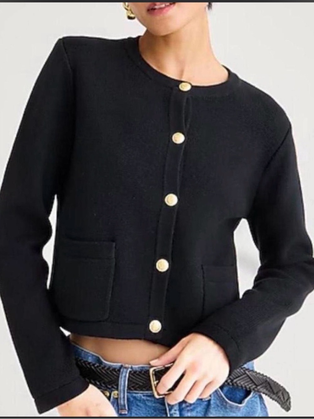 J. Crew Black Sweater Jacket Cardigan with Gold Buttons Size Small